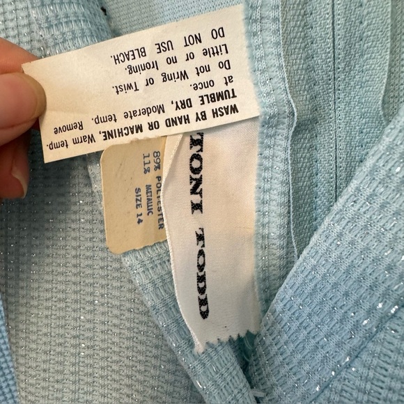 Vintage 60s Toni Todd‎ Dress Metallic Lurex Maxi Gown Silver Blue Womens Medium - Picture 10 of 12